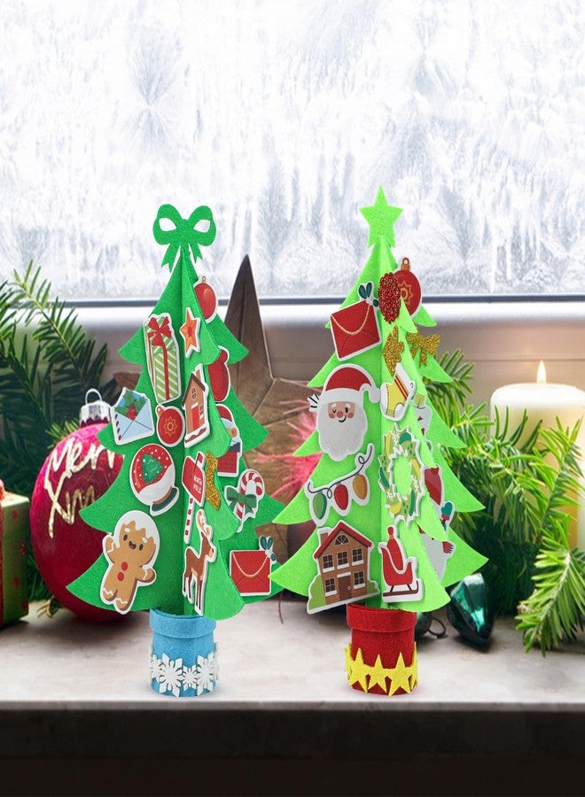 STEFORD 6 Pcs Felt Christmas Tree, 3D Holiday Craft Kits Make a Foam Christmas Tree Xmas Felt Tree Bulk Decorations with Gingerbread Man Penguin Snowman for DIY Home Activities - Image 5
